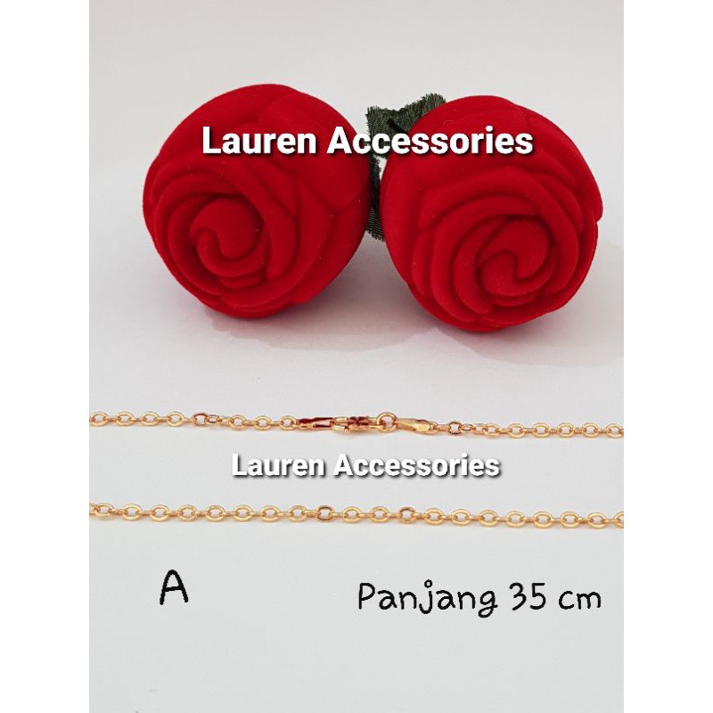 Kalung Anak Panjang 35cm Model Rantai Polos Perhiasan Imitasi Lapis Emas Kuning KL 2019