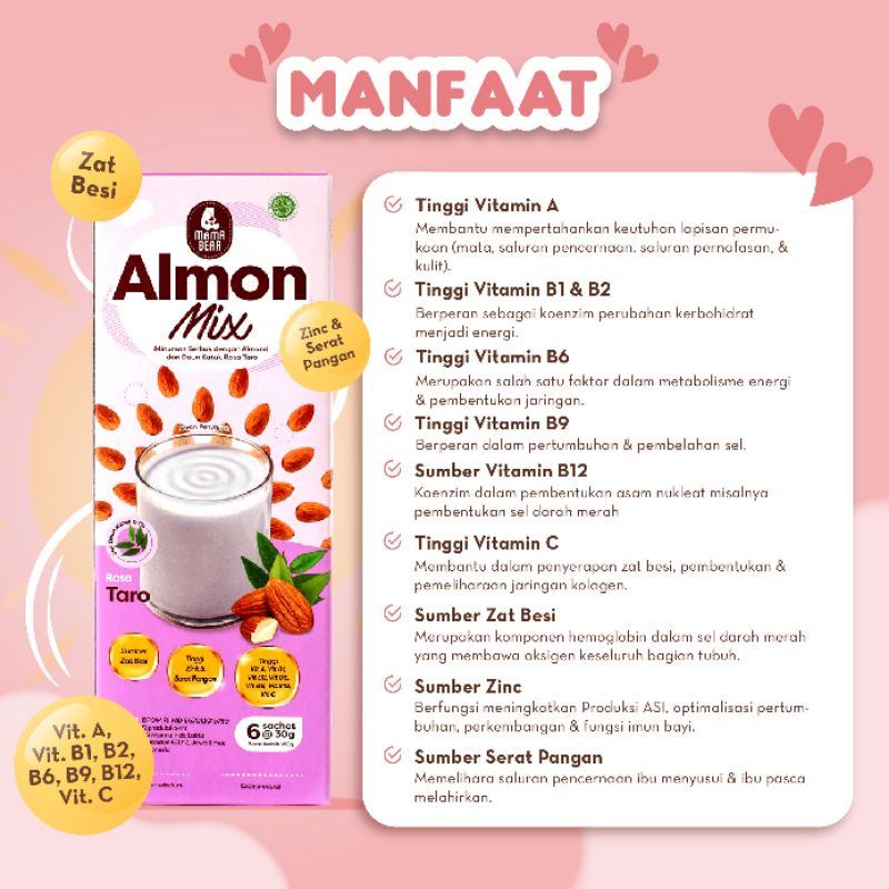 (MAMA BEAR) Almond Mix Rasa Taro Pelancar ASI / ASI Booster / Pelancar ASI MamaBear/ Terlaris~