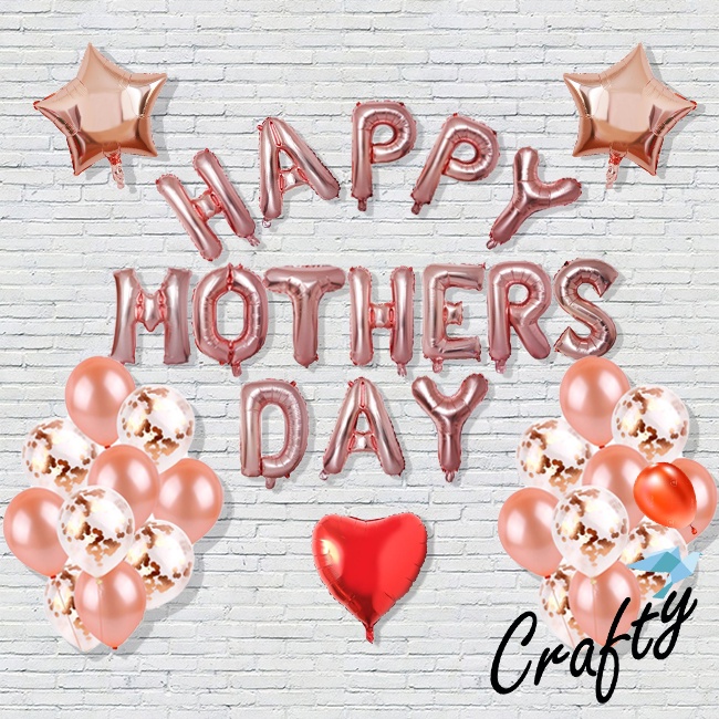 [PAKET] MOTHER'S DAY Set MOTHER LOVE RED Dekorasi Backdrop Hari Ibu