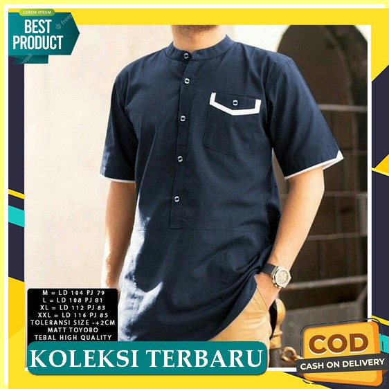 ➳ Baju Koko Pria Baju Muslim Pria Baju Kokoh Pria Laki-Laki Lengan Pendek Koko Kurta Qurta Pakistan 