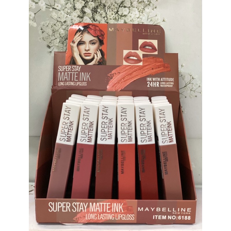 (PERBOX ) LIPCREAM MAYBELLINE SUPERSTAY MATTE INK BARCODE ITEM NO:6188-1