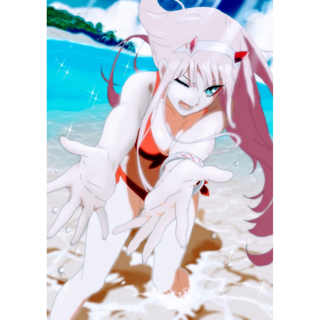 print cetak Poster custom Anime zero two Darling in the FranXX full colour hd-a3