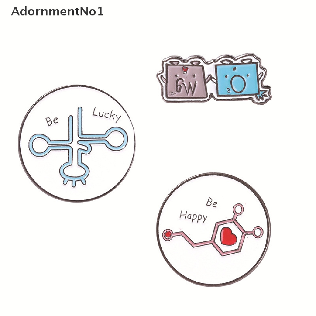 (AdornmentNo1) Bros Pin Enamel Desain Molekul Kimia Element OMG Lucky