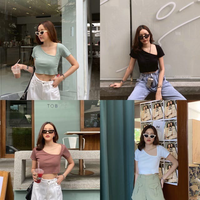 Tq88indonesia Fashion Baju Atasan Wanita  Lengan Pendek Kekinian / Juan Crop Top/ Baju Seksi Wanita / Busana Santai Cewek / Kaos  Murah Wanita