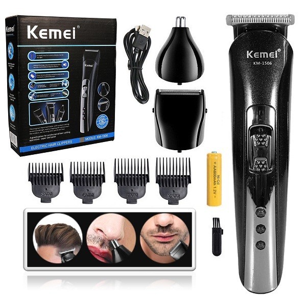 Hair Clipper Alat Cukur Rambut Bulu Hidung Jenggot Kumis Kemei KM-1506 3 in 1 Cukuran KM 1506