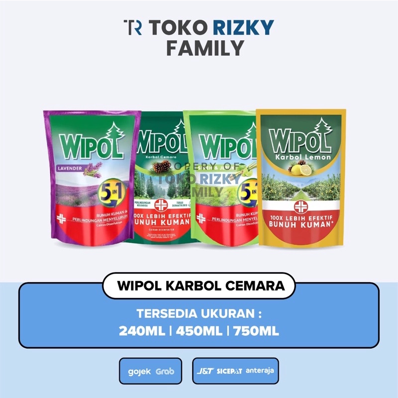 TOKO RIZKY -WIPOL KARBOL CEMARA REFILL 750ml 540ml 240ml / WIPOL REFILL Pel Lantai 5in1