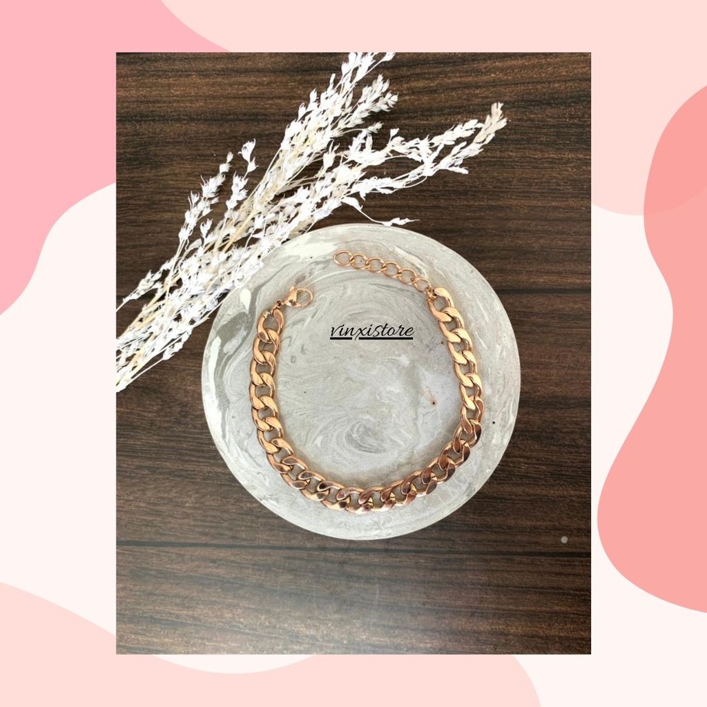 Gelang Titanium Premium Import Rantai besar Aksesoris fashion Wanita Anti Karat Sisik Naga