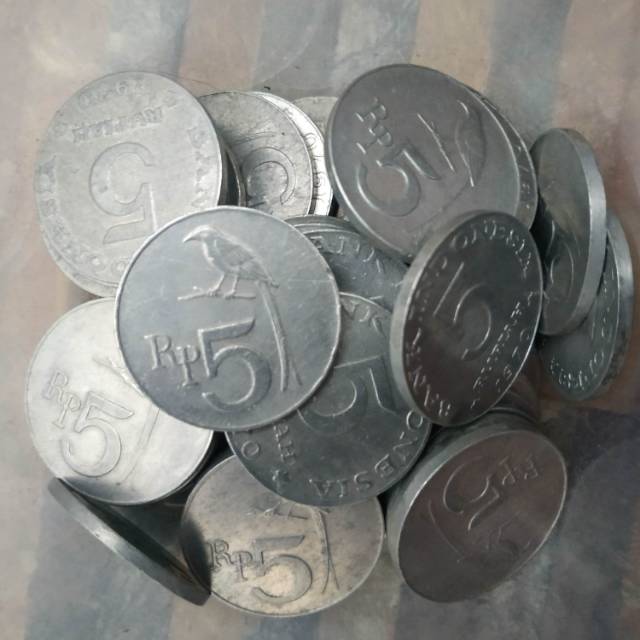 (GRESS/KINCLONG) Uang kuno 5 rupiah burung tahun 1970 rp.5 burung rp 5 rp5 burung sikatan