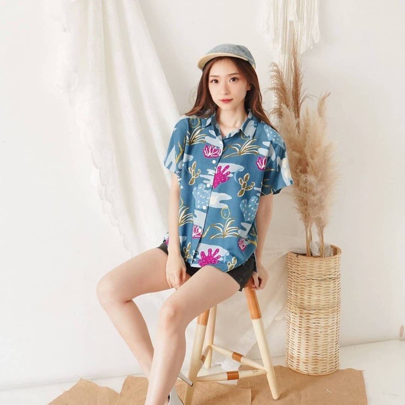 [LAST STOCK] KAKTUS SHIRT - ATASAN KEMEJA TIE DYE KAKTUS RAYON HOLIDAY BALI SUMMER ZARA