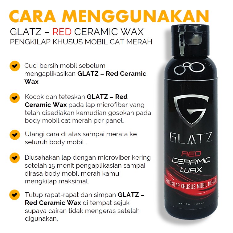 Pengkilap Mobil Merah Metalic GLATZ Red Ceramic Wax Semi Nano Coating