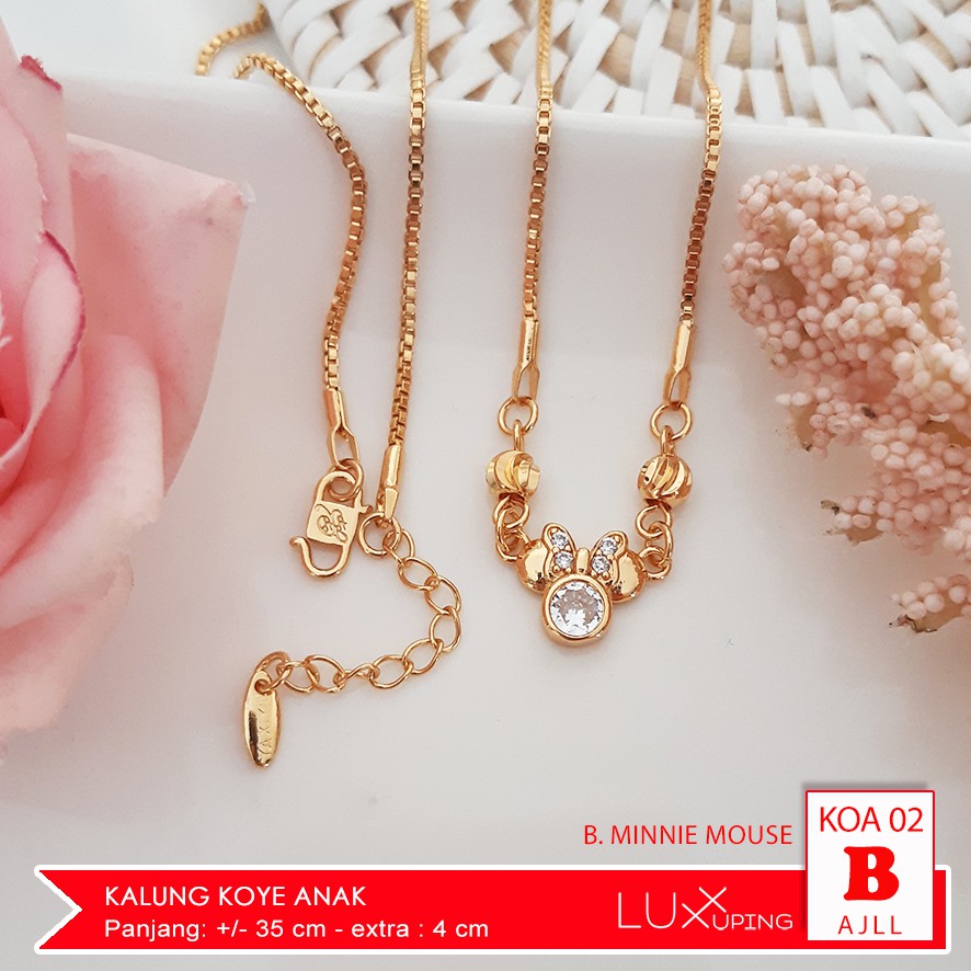 KOA 002 Kalung Anak Mata Zirkon Kalung cenel Anak Kalung Anak Hello Kitty Kalung Permata Lapis Emas Imitasi Perhiasan aksesoris Anak Murah Kalung Koye Anak Liontin  Mini Tikus Luxx Xuping