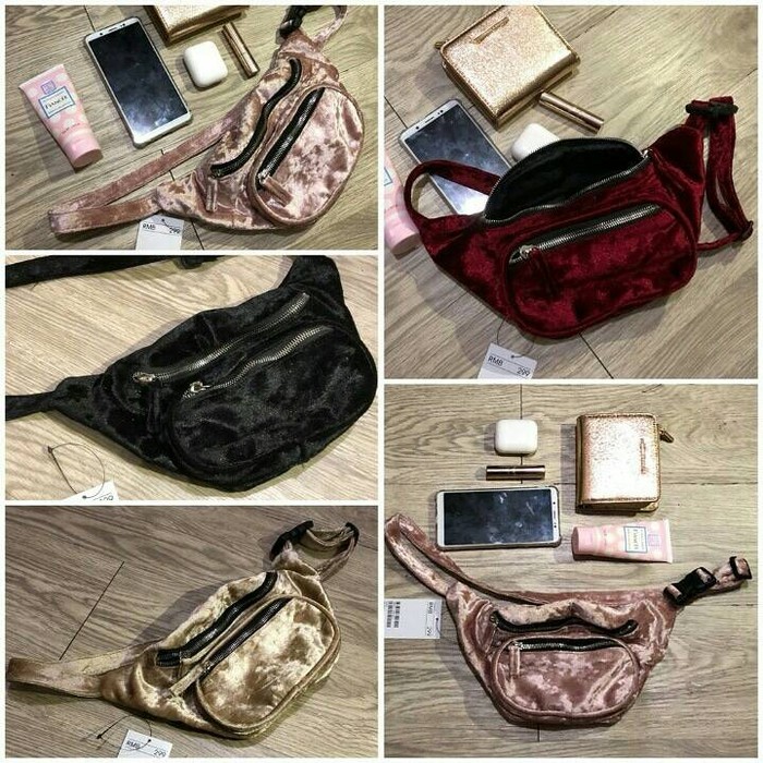 Belt Bag Velvet Waist Bag H&M hnm - Tanyakan Dl