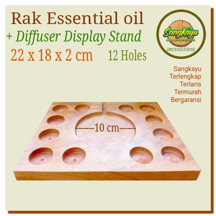 Wooden essential oil rack rak essential oil kayu rak diffuser holder