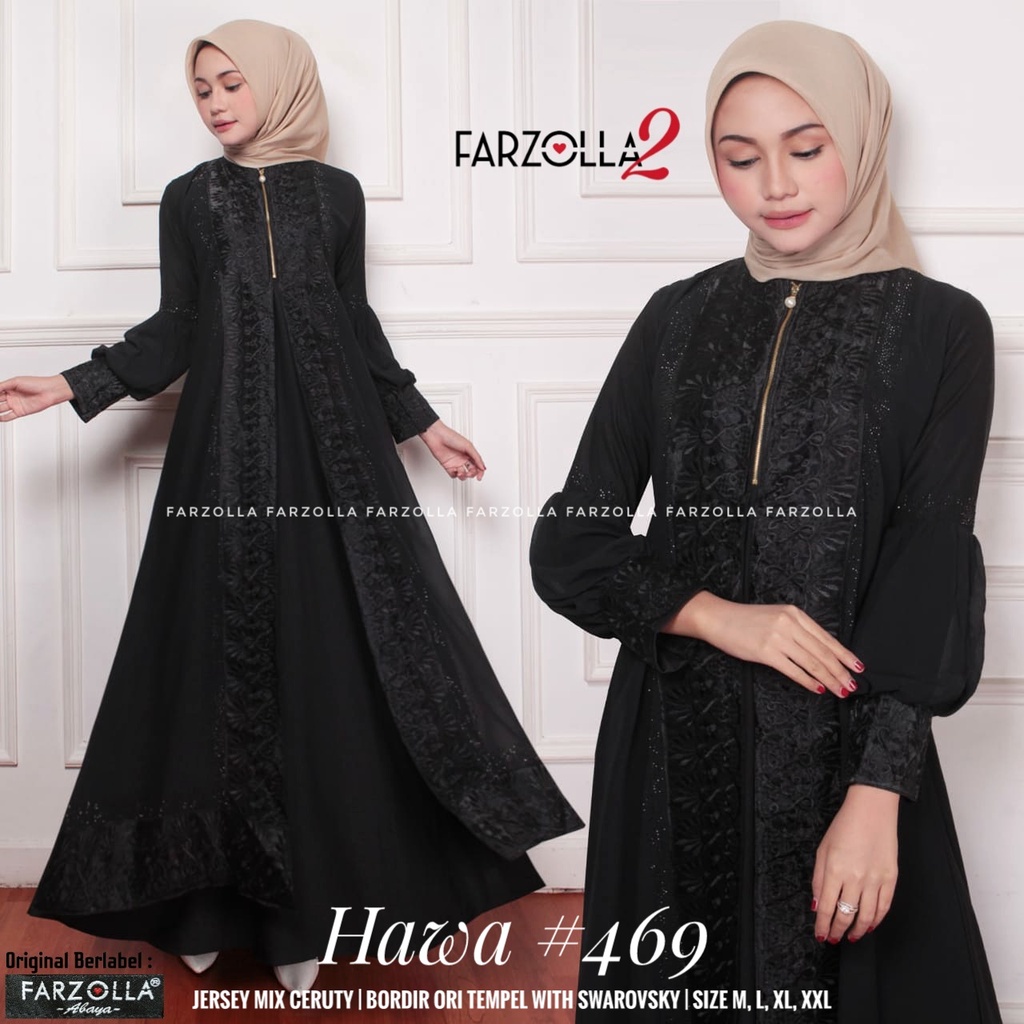 Gamis Turkey 1702 Hawa #469 Bordir Hitam Dress Original By Mega Store Farzolla 2 Longdress Busana Muslimah