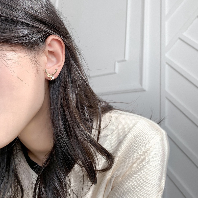 Anting Tusuk Sterling Silver 925 Model Rusa Kecil Gaya Korea Untuk Wanita