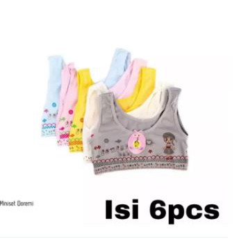 6 pcs Miniset Remaja Perempuan - Mini Set Anak SD Kaos Dalaman Bra BH ABG Lusinan polos karakter