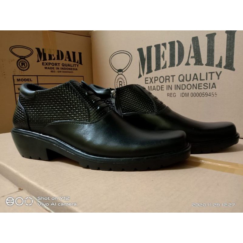 SEPATU KULIT PRIA PDH SEMI BOOTS SEPATU MEDALI POLRI/TNI/SECURITY/SATPAM/DINAS/KERJA/KANTOR/FORMAL/POLISI/TENTARA SEPATU MEDALI