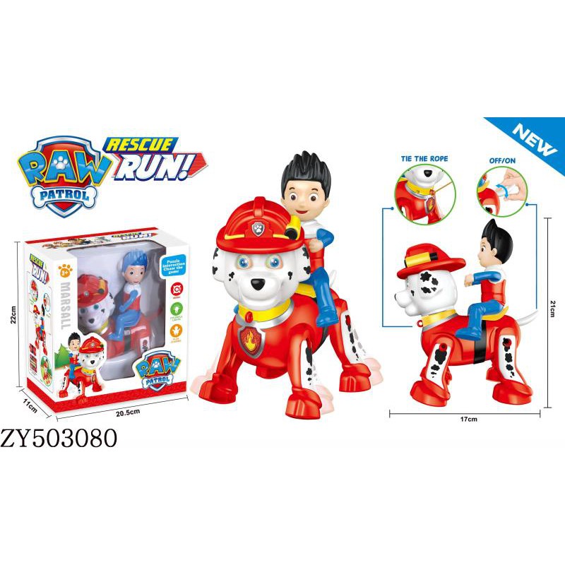 mainan paw patrol chase dan marshall berlampu bermusik berjalan