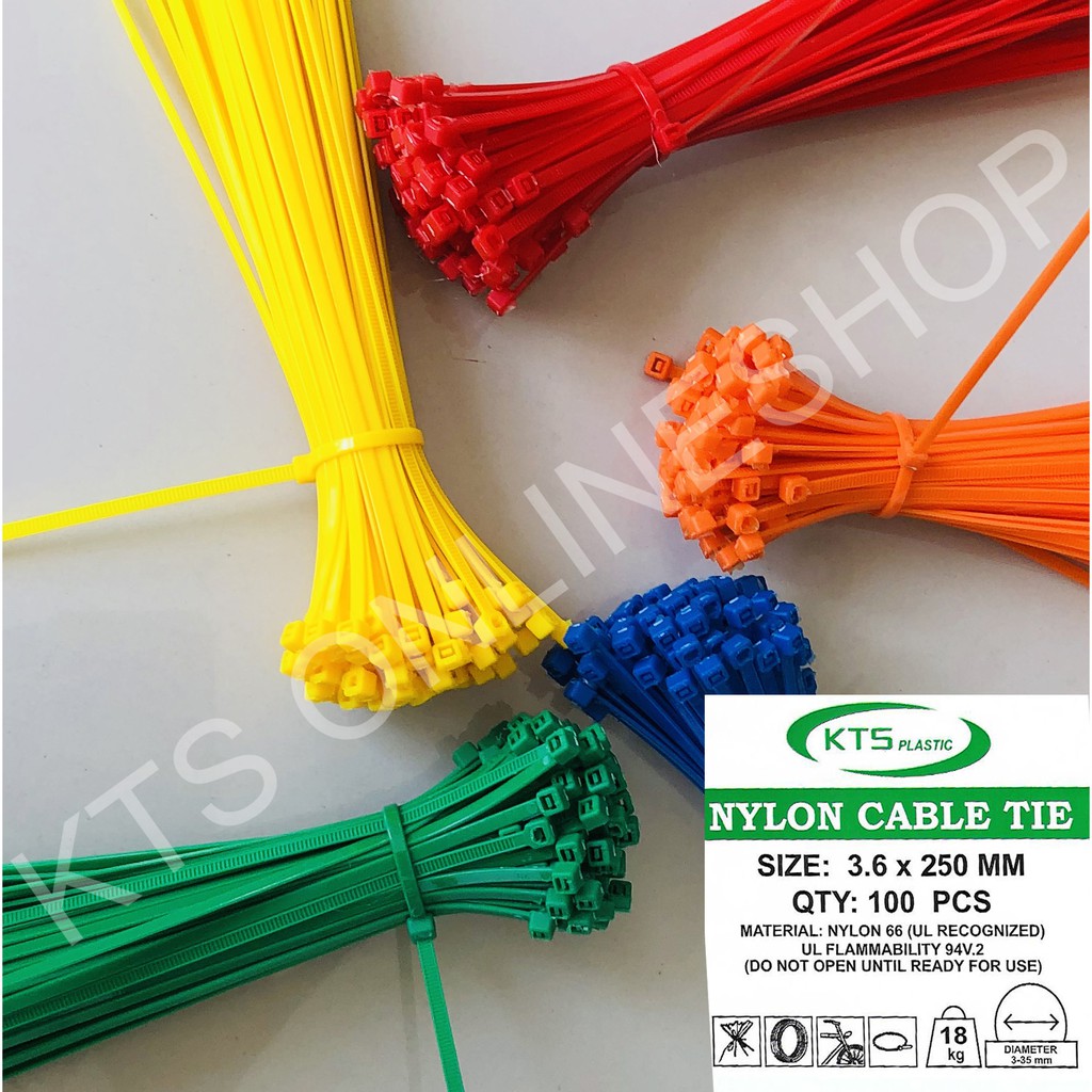 

kabel ties 3.6x250mm Warna Merah/Kuning/Biru/Hijau/Orange isi 100pcs