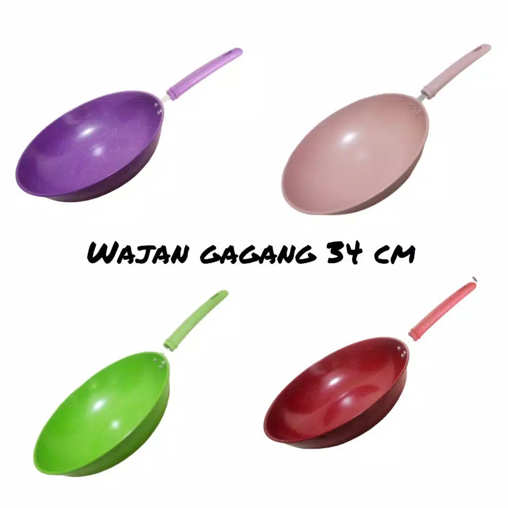 Frypan Warna / Wajan Enamel Gagang Panjang 34cm