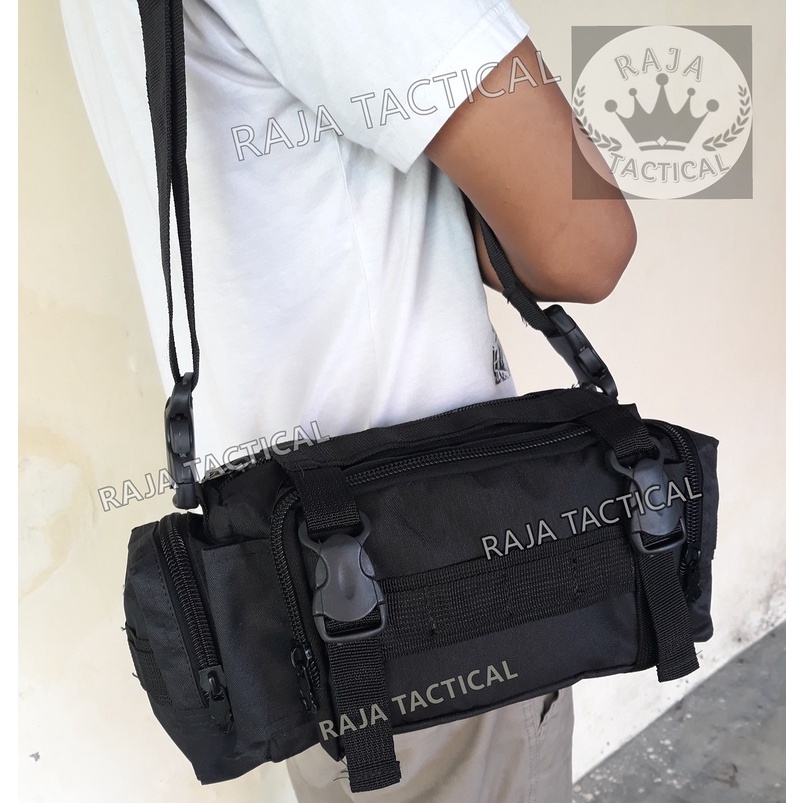 Tas Pinggang Hitam Brimob Anti Air Tas Slempang Waterproof ARMY