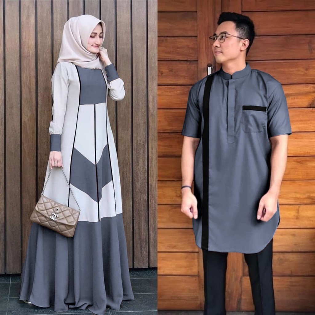 Renada Couple l Baju Gamis Wanita Dan Kemeja Lengan Pendek Fashion Terlaris