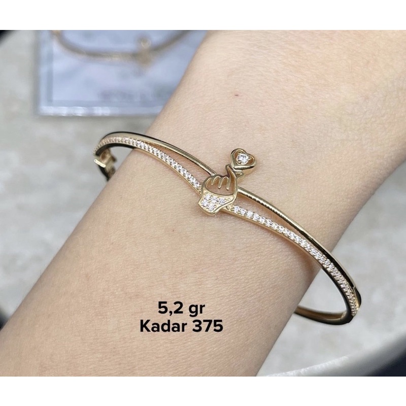 Gelang wanita emas asli kadar 375 saranghaeo edition