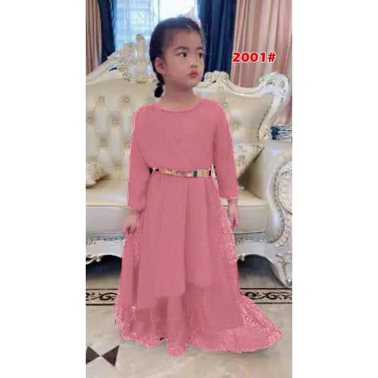 KIDS 2001# VERSI 8175# dress panjang muslim import anak/baju cople ibu anak/baju muslim anak+FREE BELT BESI