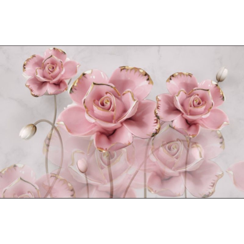 Wallpaper Custom 3D Bunga Pink