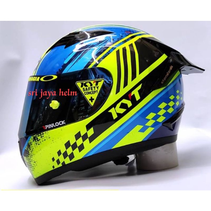 HELM KYT R10 PAKET GANTENG SERI 4 YELOW/BLUE