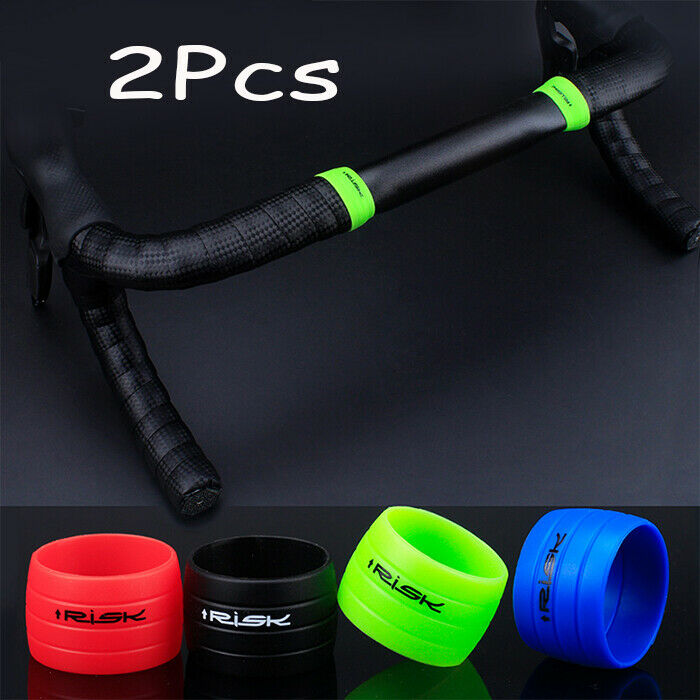 2PCS Cycling Handlebar Tape Fixing Sleeve Silicone Rubber Anti-Skip Road Bike Plugs Waterproof Protective Ring