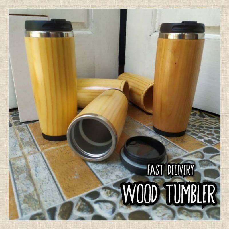 tumbler kayu/thermos kayu/gelas kayu bisa custom nama/tulisan