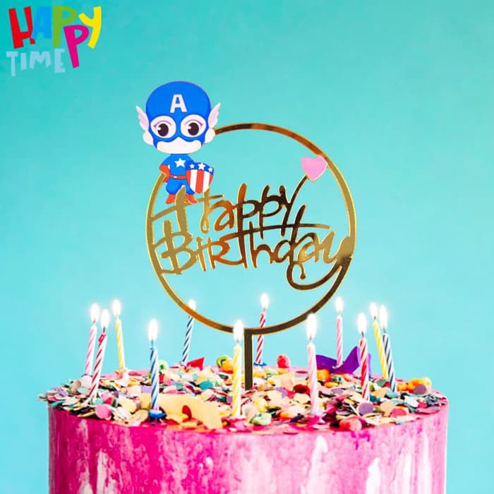 CAKE TOPPER ACRYLIC KARAKTER HAPPY BIRTHDAY HIASAN CAKE TOPPER MURAH