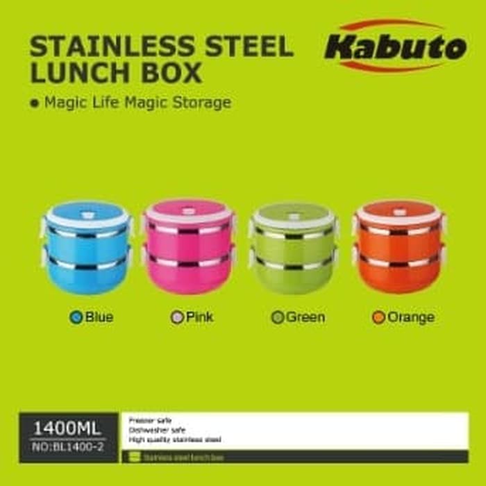 KABUTO lunch box rantang 2 layer BL-1400-2 / kotak makan 2 susun