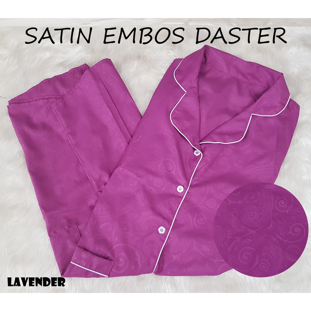 Fortglass DST Saten Sleepwear Baju Tidur Daster Wanita Dewasa Lengan Pendek Satin Embos