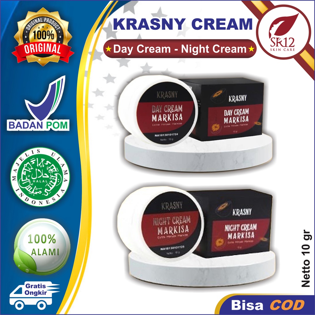 Krasny Cream SR12 | Krasny Day Cream SR12 & Krasny Night Cream SR12 | Krim Wajah SR12 Skincare