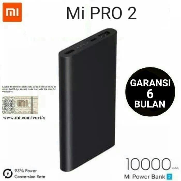 Powerbank Xiaomi Mi Pro 2 10000mah 1 USB FAST CHARGING Power Bank KUALITAS ORIGINAL