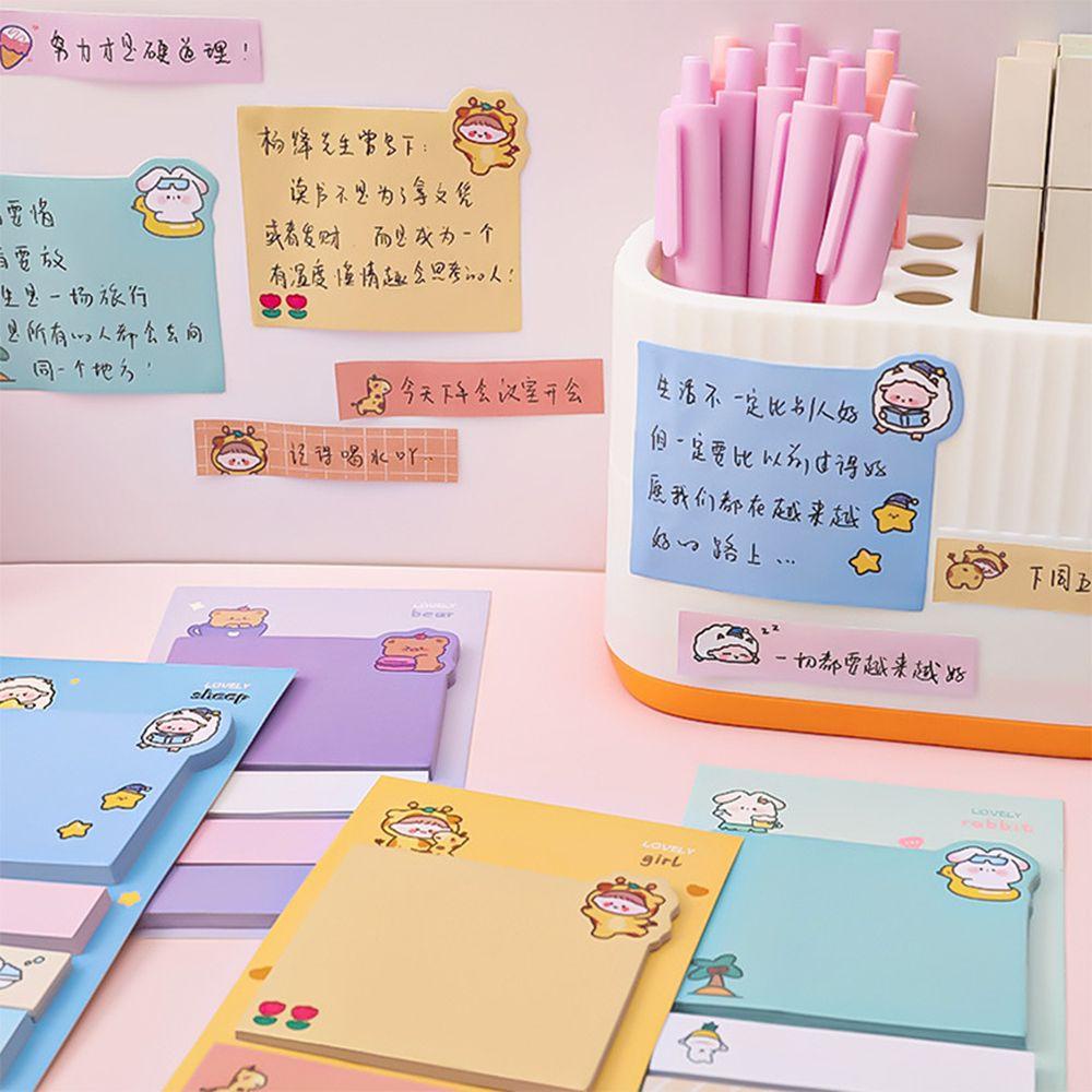 Top 80lembar Sticky Notes Kawaii Kartun Animal N Times Kertas Planner Stiker