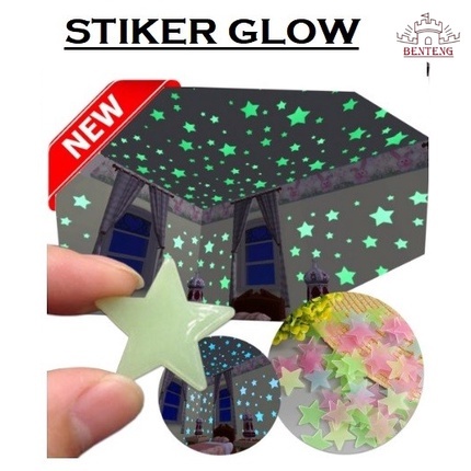 GD10 - Sticker Bintang Glow In The Dark isi 100 Pcs