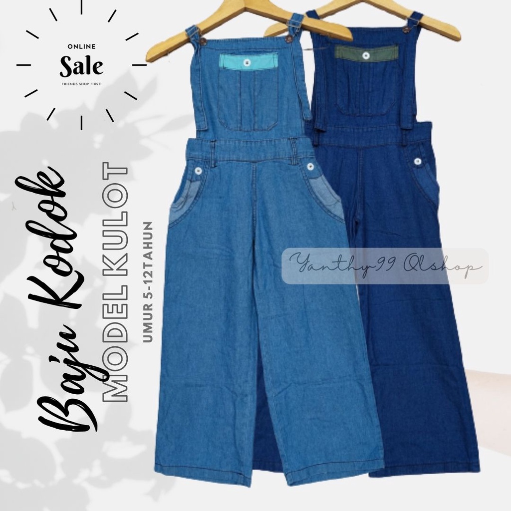Baju Kodok Anak Model Kulot Bahan Jeans Umur 5-12tahun
