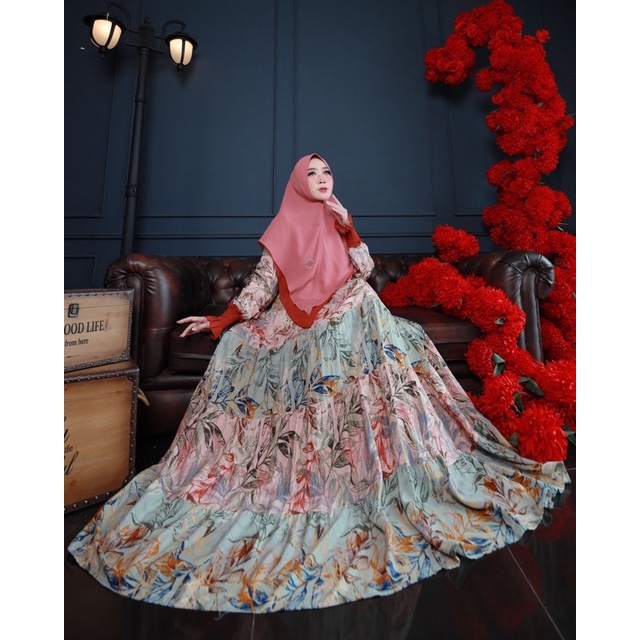 Danisa Homey Dress Set by Poppy Syari Original 100% Premium Gamis Set Khimar Daily Dress Bergo Hijab-7