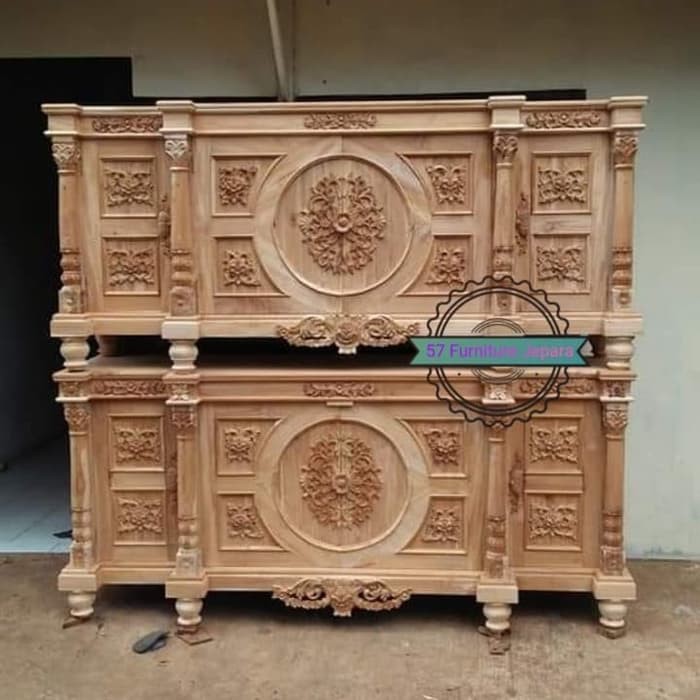 Lemari hias/ pajangan ruang tamu jati mentahan bufet ukir Jepara
