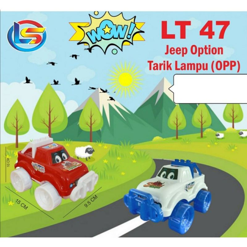 LT47 - Mainan Mobil Jeep Option Tarik Lampu kemasan Kantong LT 47