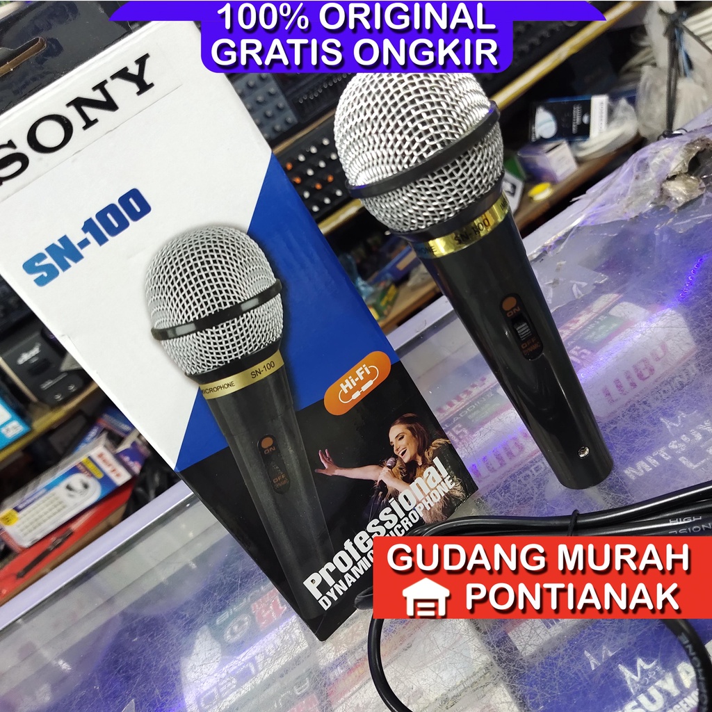 MIC SONY /MICROPHONE SONY /MIC KARAOKE MUSIK/MIC MASJID ACARA PODIUM SN 100