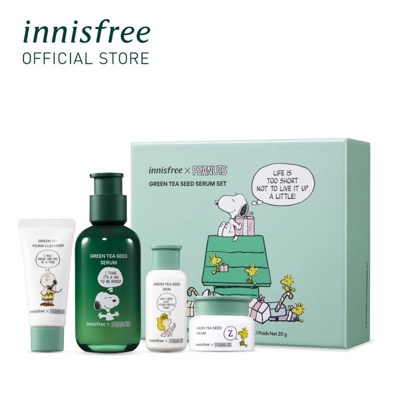 innisfree x Peanuts Green Tea Seed Serum Set preloved