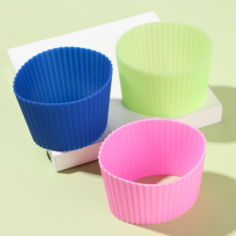 POPULAR Kitchen Tool Bottle Sleeves Table Mats Thermos Cup Coasters Silicone Cup Sleeve Non-Slip Round Durable Anti-fall Insulation Cup Cover/Multicolor