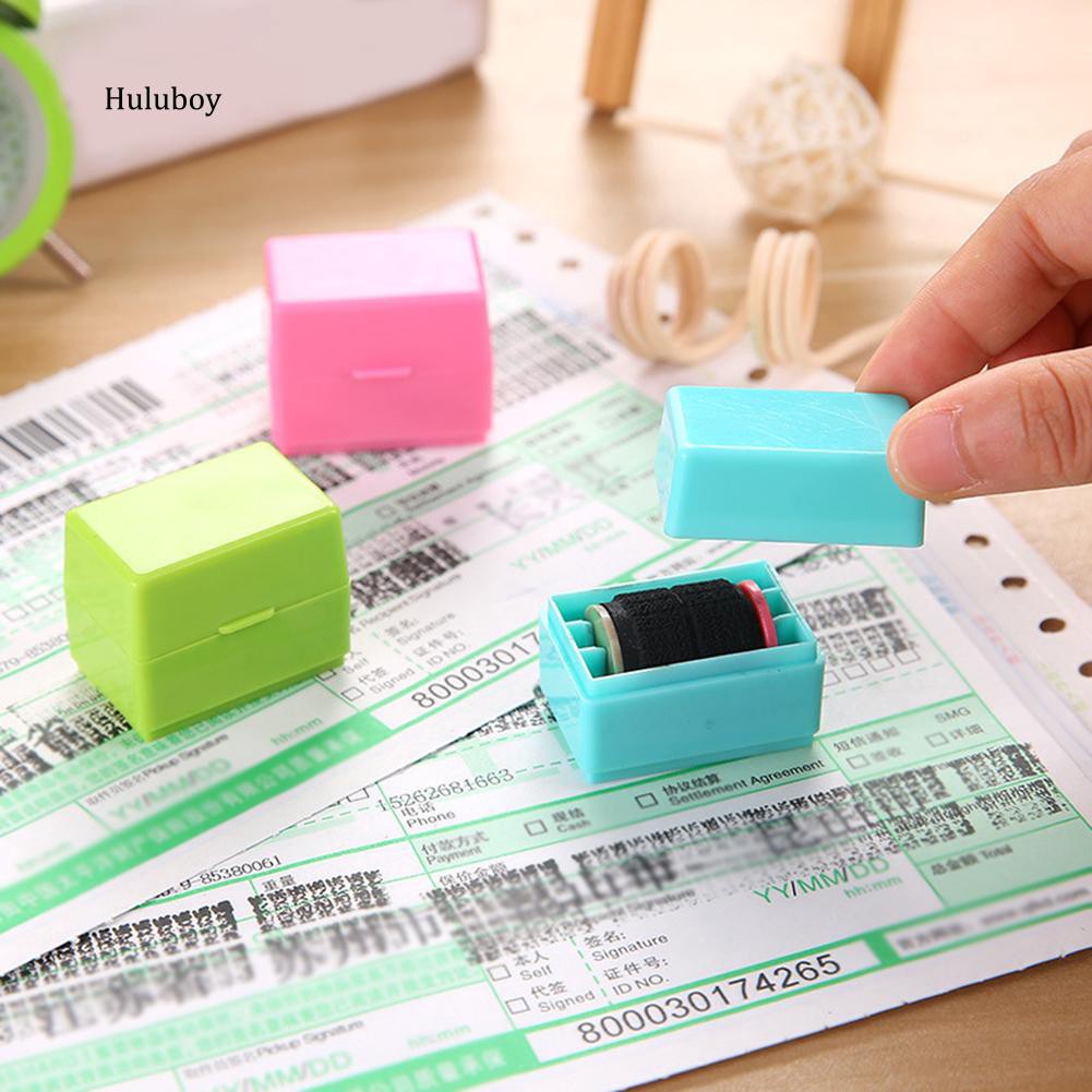 HLBY♣Messy Code ID Guard Mini Roller Stamp Self-inking Privacy Protection Stamp