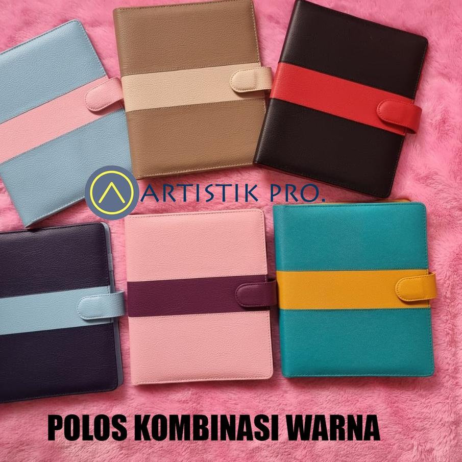 

Pasti Laris BINDER POLOS KULIT JERUK KOMBINASI GARIS WARNA, A5 & B5''