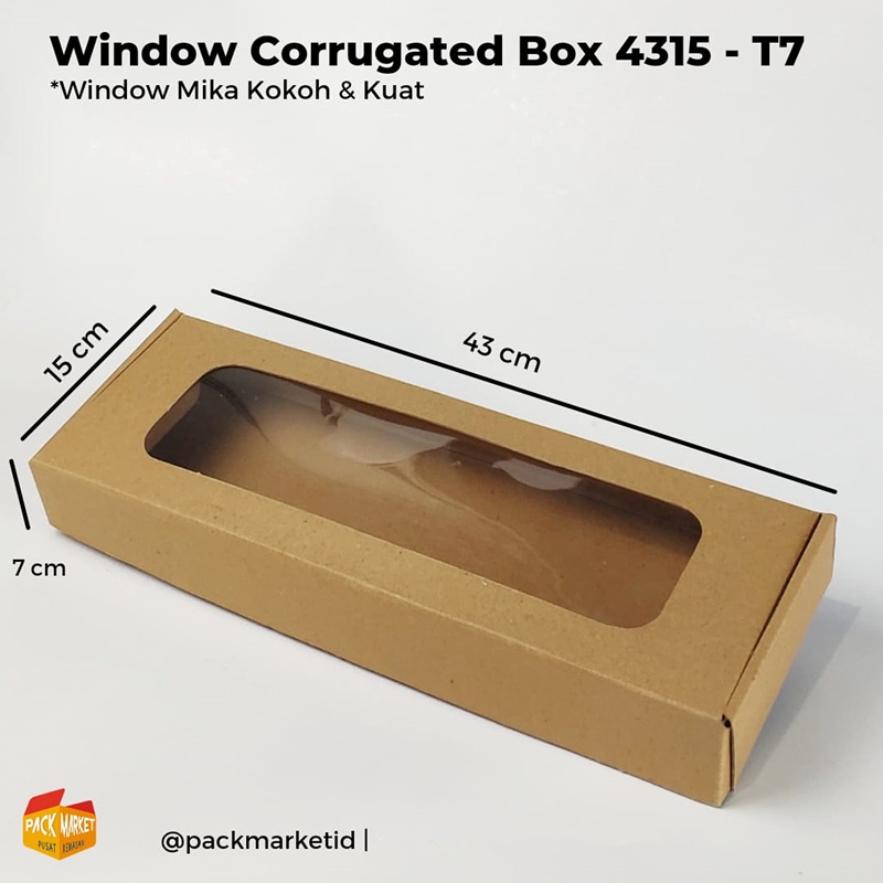 

Window Corrugated Box 43x15-T7 cm (Min pembelian 2pc) / kemasan kado / hampers box