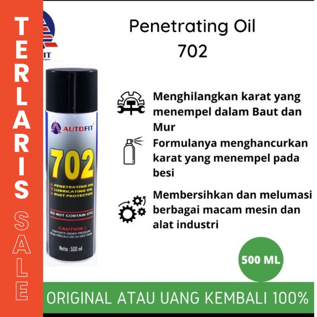 Cairan anti karat WD Autofit Penetrating Oil 702 ISI 220 ml Cairan formula khusus karat formula khusus untuk merontokkan karat yang menempel pada baut, besi dan logam